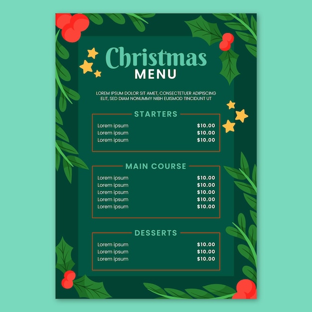 Hand drawn christmas menu template