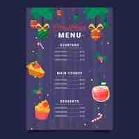 Free vector hand drawn christmas menu template