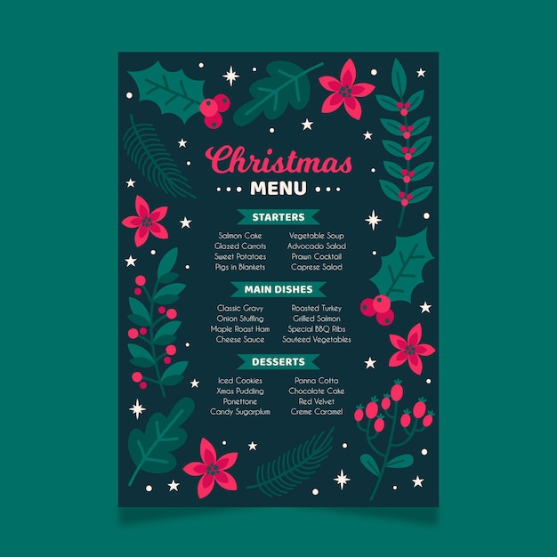 Modello di menu di natale disegnato a mano