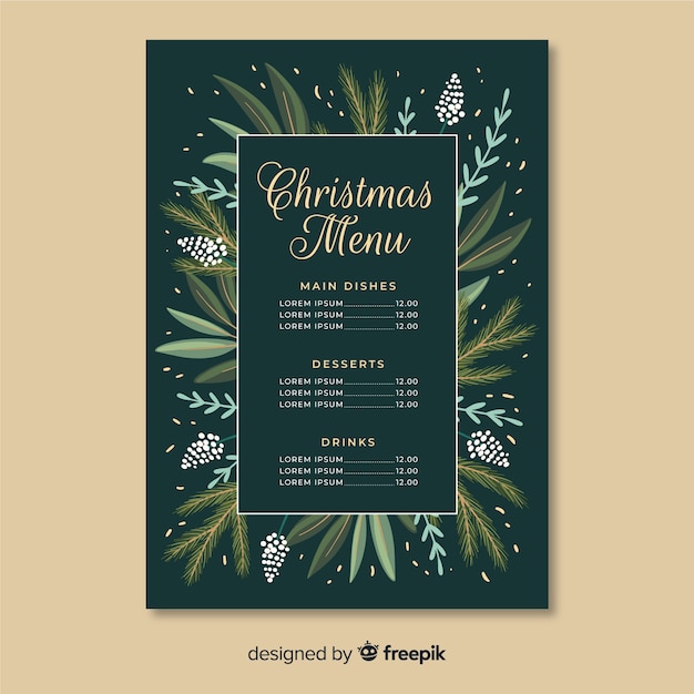 Hand drawn christmas menu template