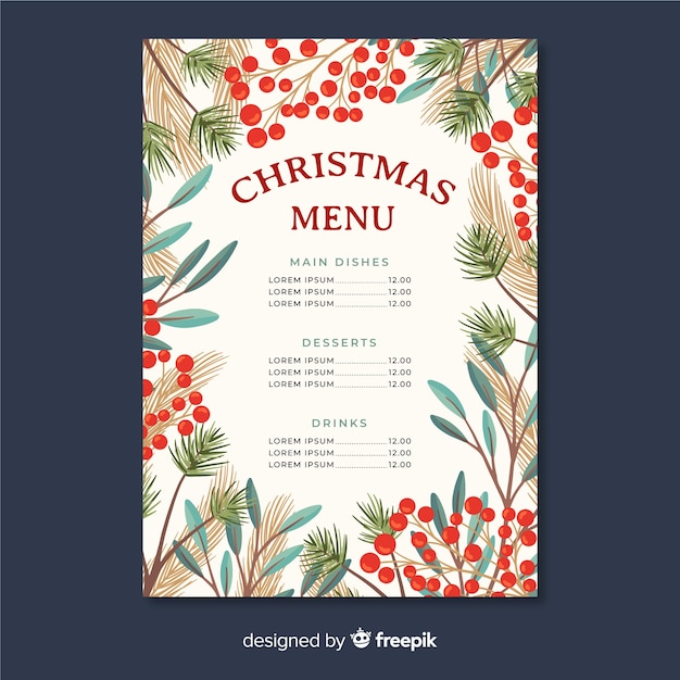 Hand drawn christmas menu template