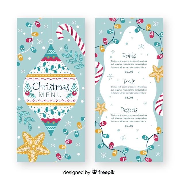 Hand drawn christmas menu template