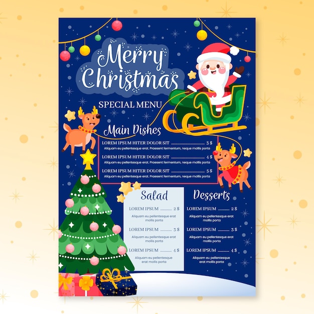 Hand drawn christmas menu template