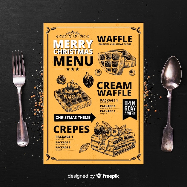 Free vector hand drawn christmas menu