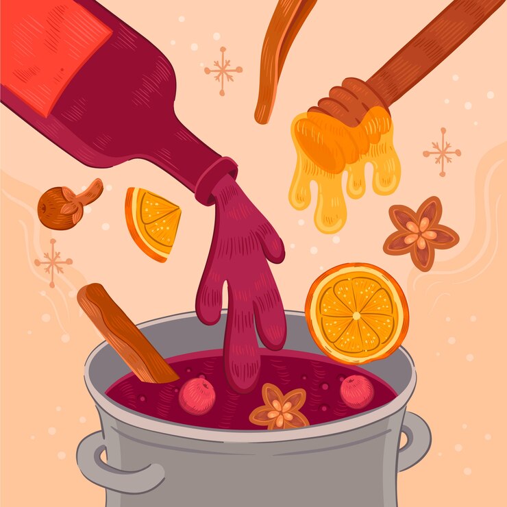Free Vector hand drawn christmas mulled wine illustration