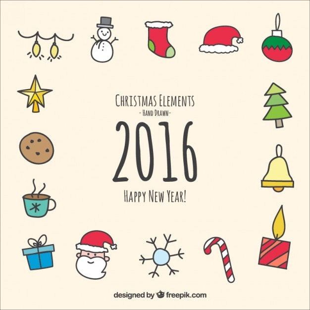 Hand drawn christmas and new year elements