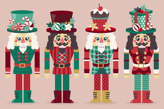 Hand drawn christmas nutcrackers collection