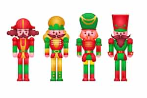 Free vector hand drawn christmas nutcrackers collection