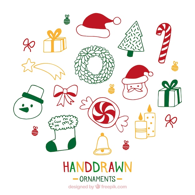 Free vector hand drawn christmas ornaments