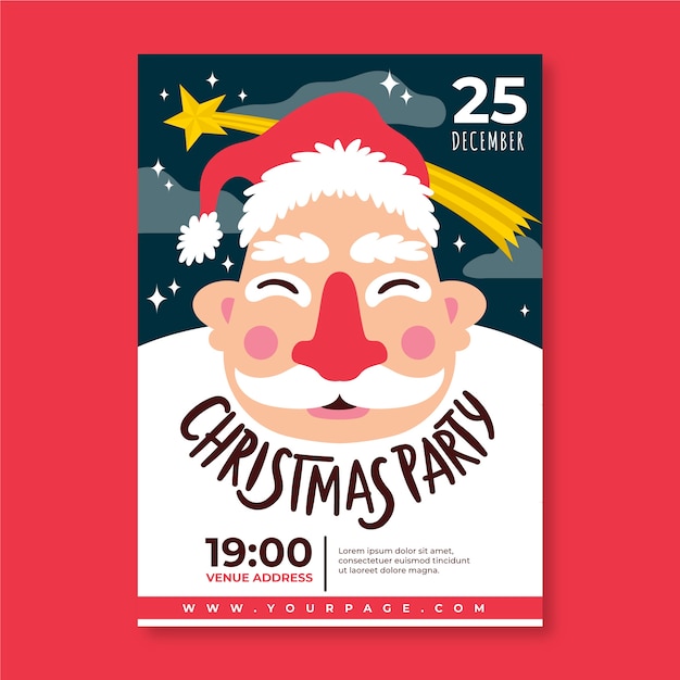 Hand drawn christmas party flyer template