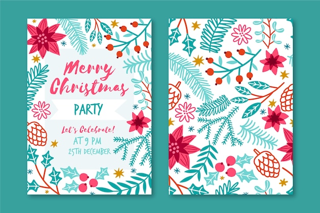 Hand drawn christmas party flyer template