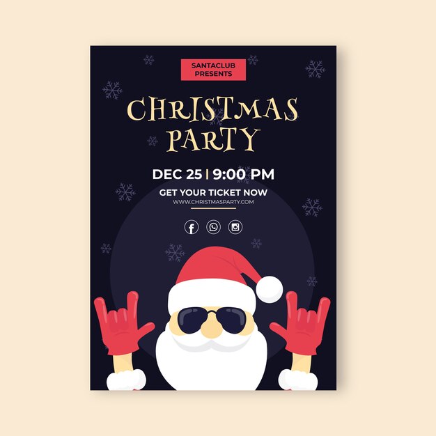 Hand drawn christmas party poster template