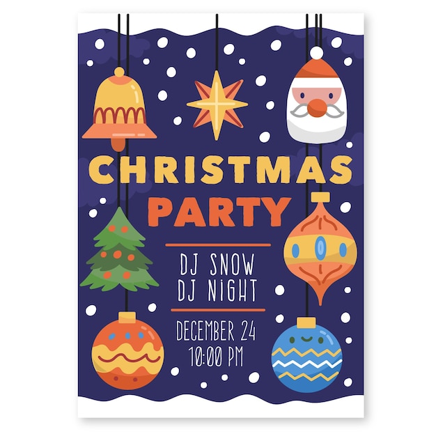 Free vector hand drawn christmas party poster template