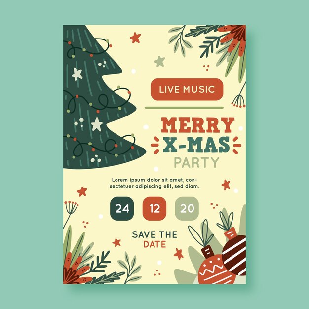 Free Vector hand drawn christmas party poster template
