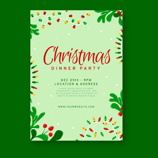 Hand drawn christmas party poster template