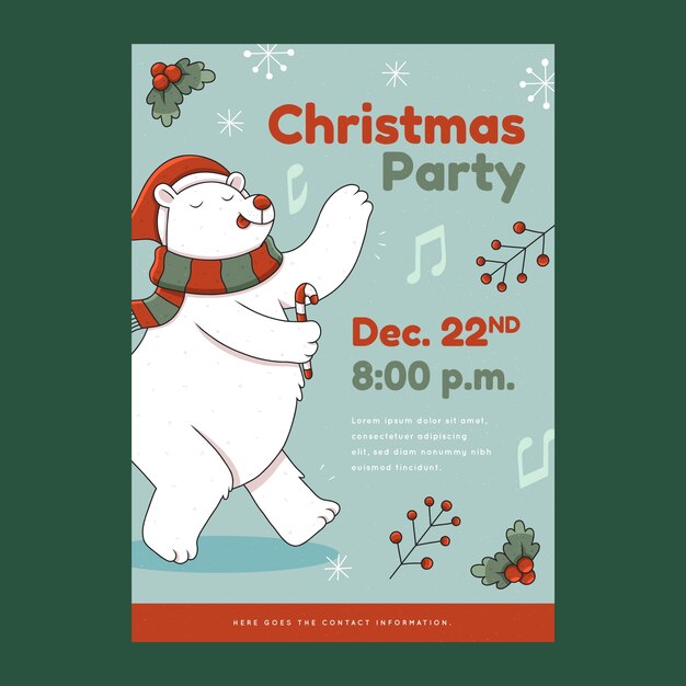 Free vector hand drawn christmas party poster template