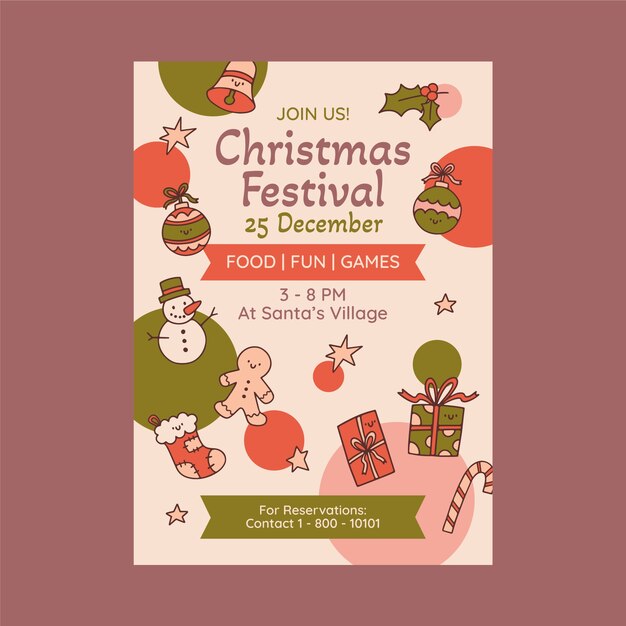 hand drawn christmas party poster template