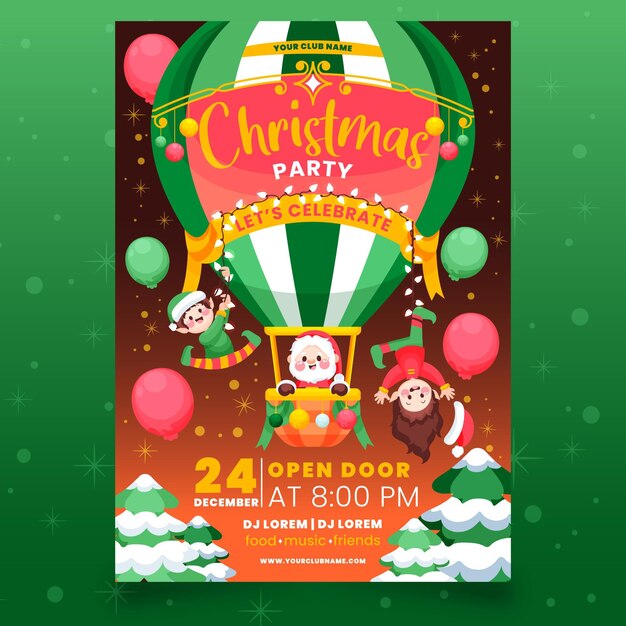 Hand drawn christmas party poster template