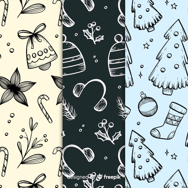 Hand drawn christmas pattern collection