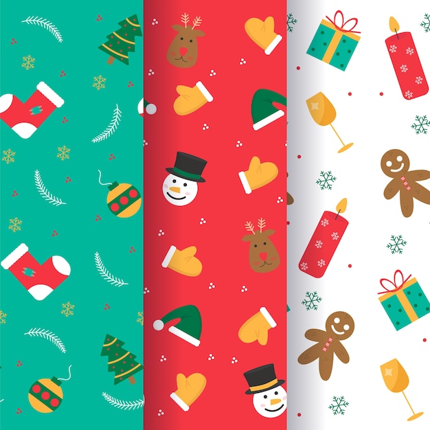 Free vector hand drawn christmas pattern collection