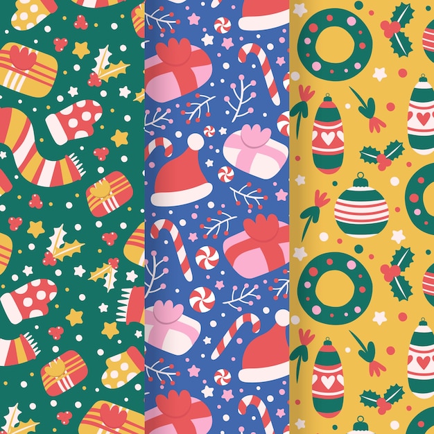 Hand drawn christmas pattern collection