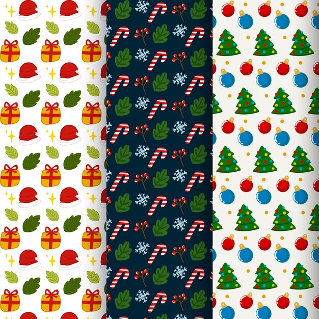 Hand drawn christmas pattern collection