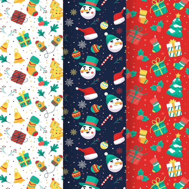 Hand drawn christmas pattern collection