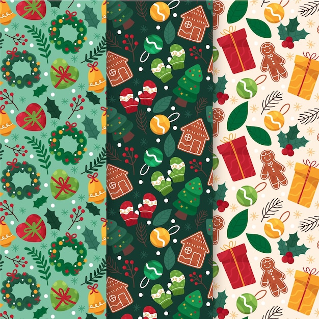 Hand drawn christmas pattern collection