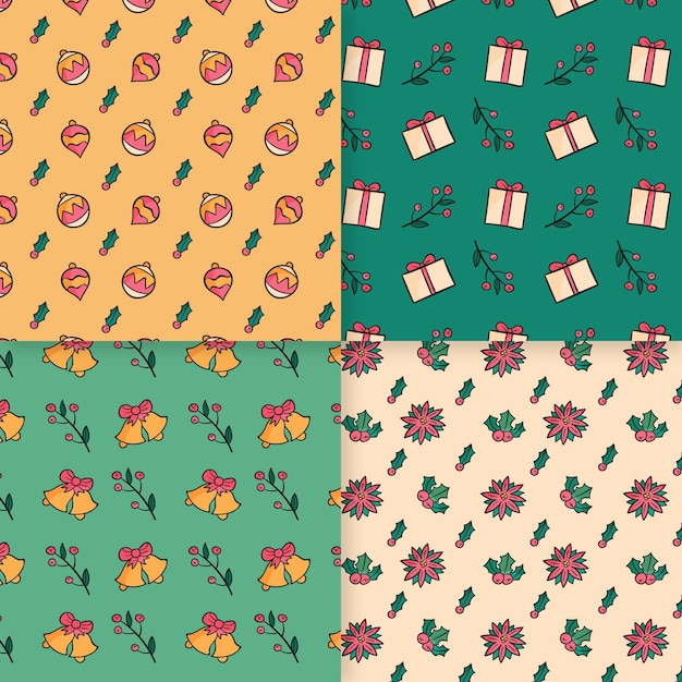 Hand drawn christmas pattern collection