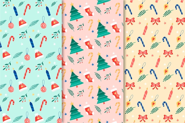 Free vector hand drawn christmas pattern collection