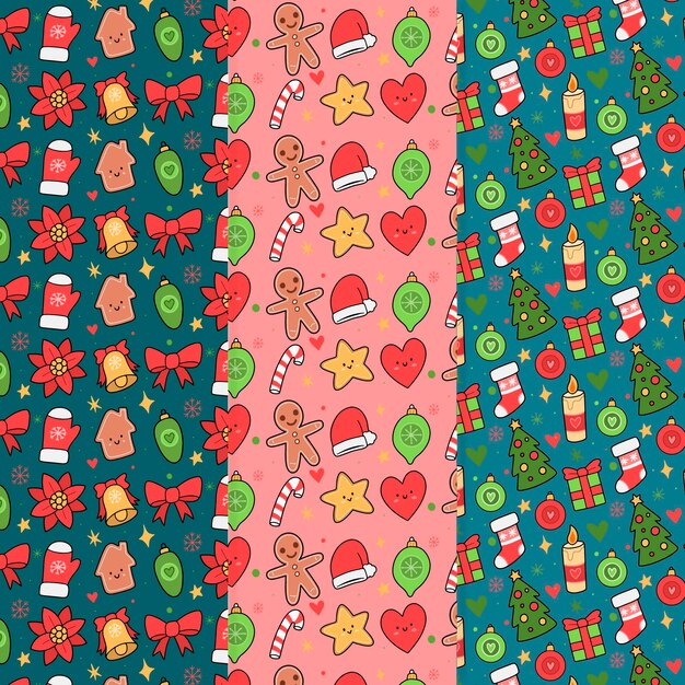 Hand drawn christmas pattern collection