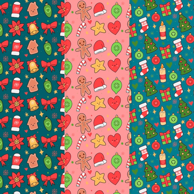 Hand drawn christmas pattern collection