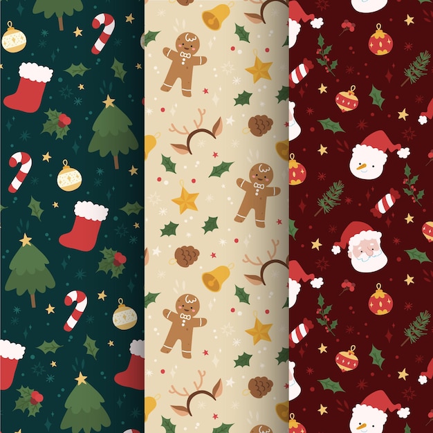 Hand drawn christmas pattern collection