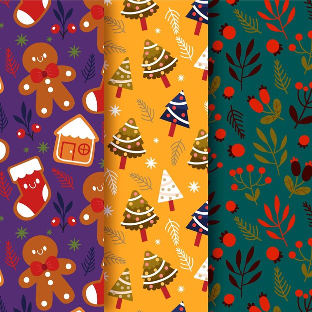 手描きのクリスマスパターンコレクション
