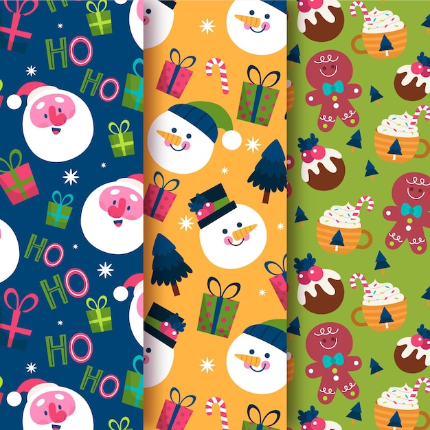 Hand drawn christmas pattern collection