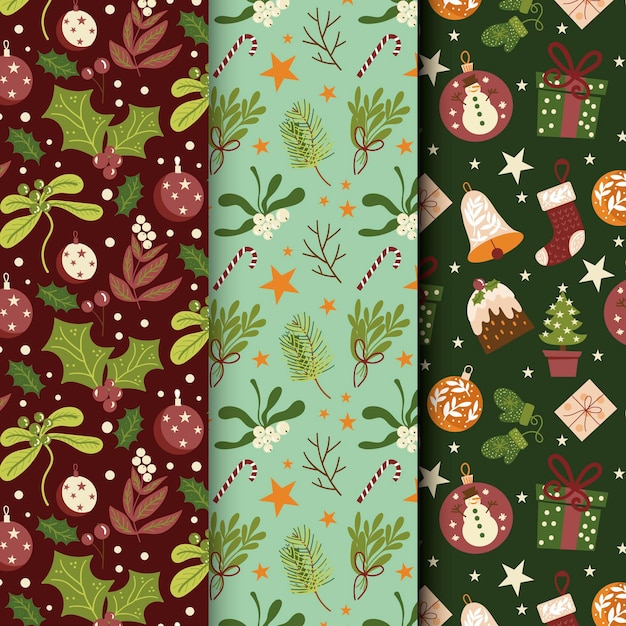 Hand drawn christmas pattern collection