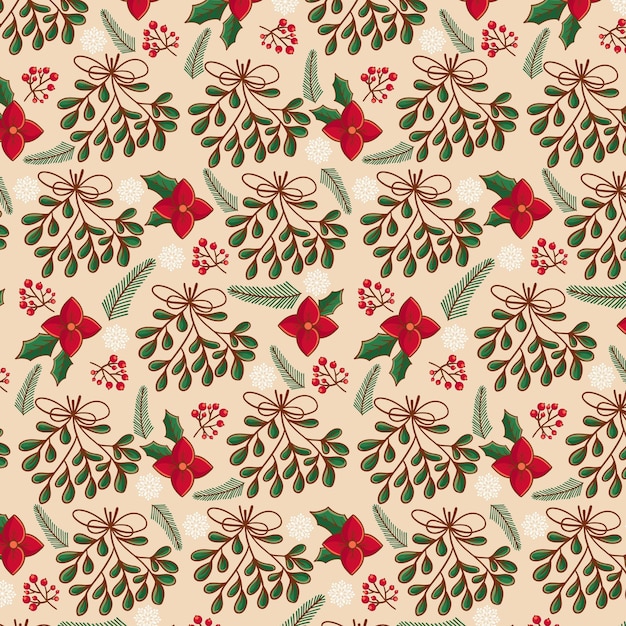 Бесплатное векторное изображение Ручной обращается рождественский узор дизайн
