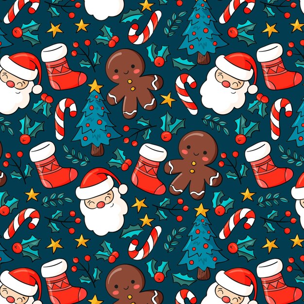 Hand drawn christmas pattern design