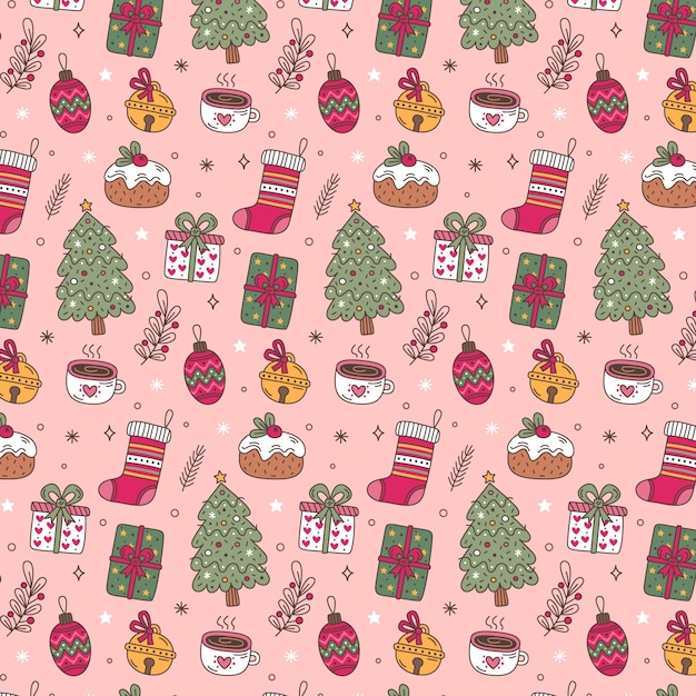 Hand drawn christmas pattern design