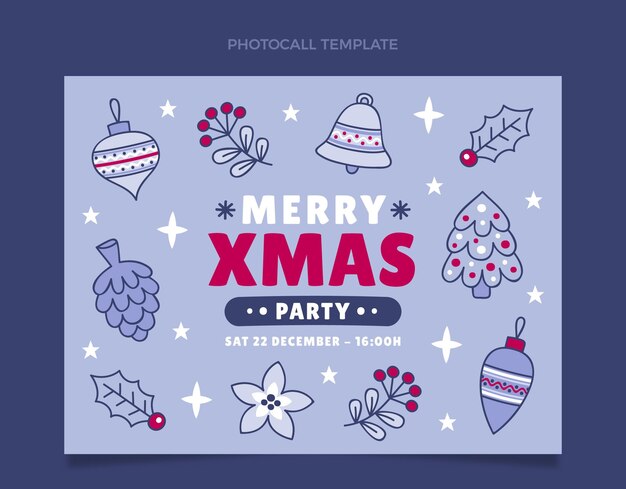 Hand drawn christmas photocall template