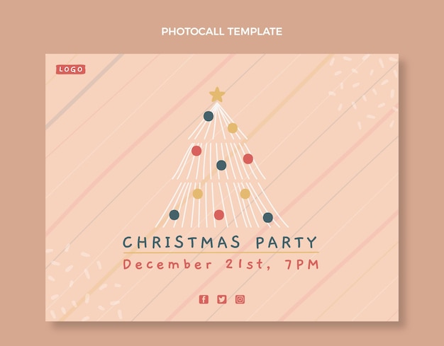 Free vector hand drawn christmas photocall template