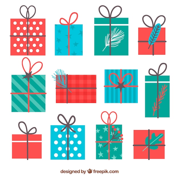 Free vector hand drawn christmas presents collection