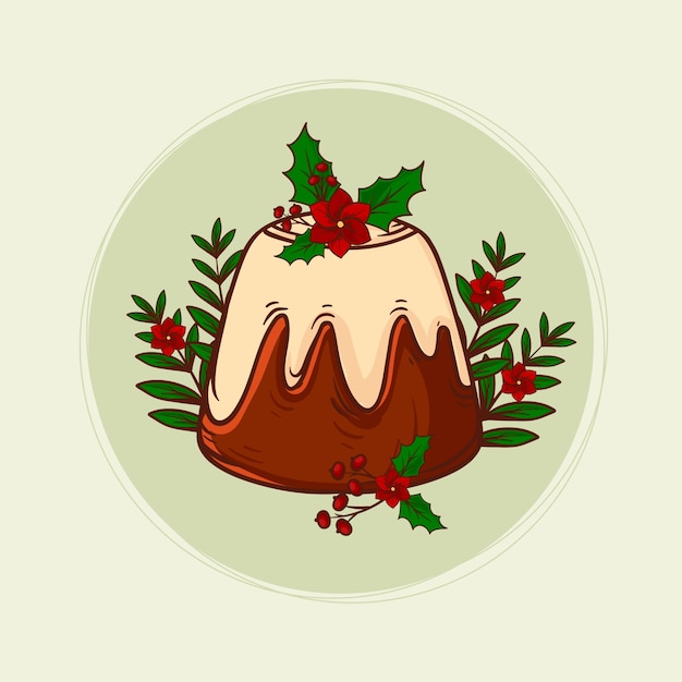 Free vector hand drawn christmas pudding illustration