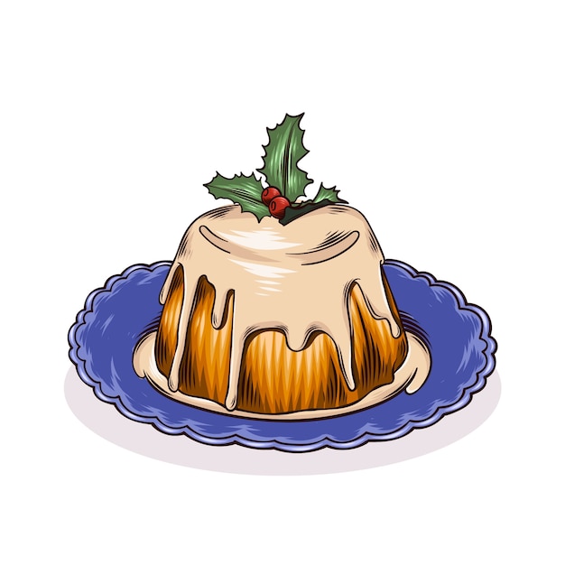 Free vector hand drawn christmas pudding illustration