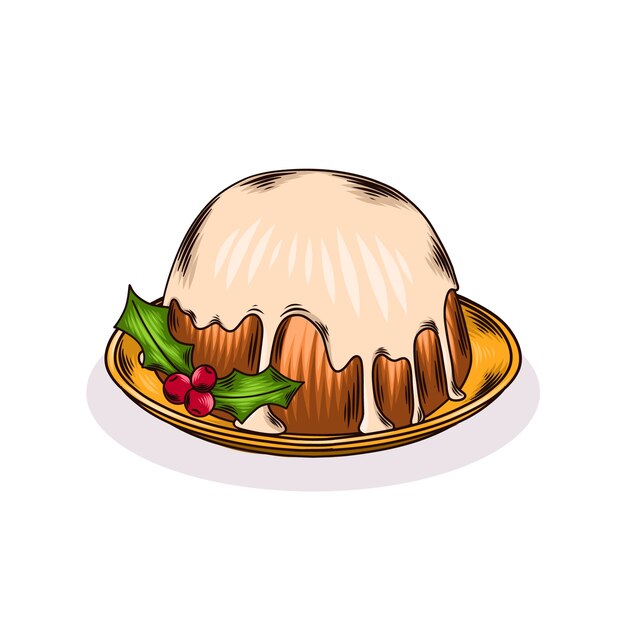 Hand drawn christmas pudding illustration