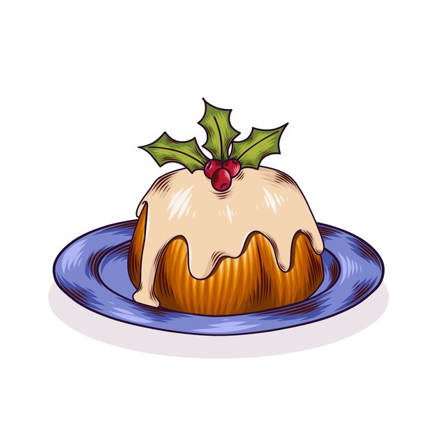 Hand drawn christmas pudding illustration