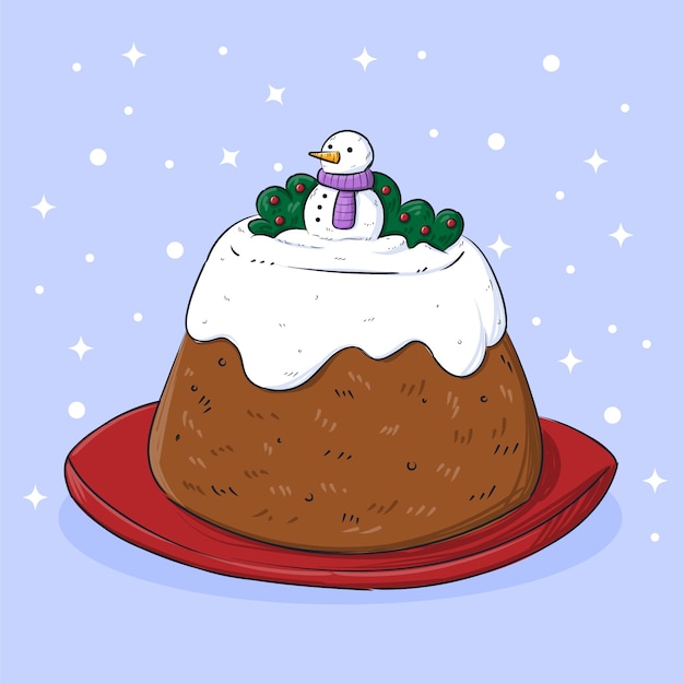 Hand drawn christmas pudding illustration