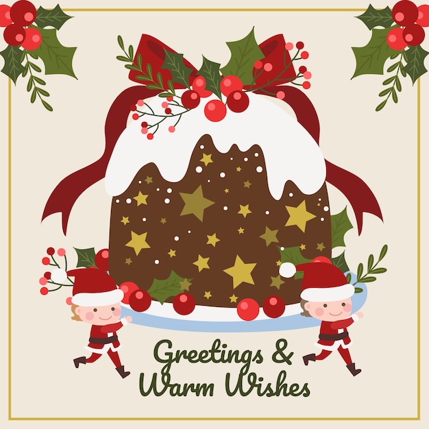 Free vector hand drawn christmas pudding illustration