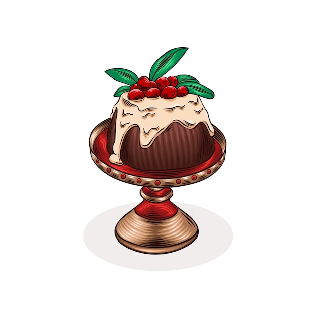 Hand drawn christmas pudding illustration