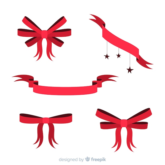 Free vector hand drawn christmas ribbon collection